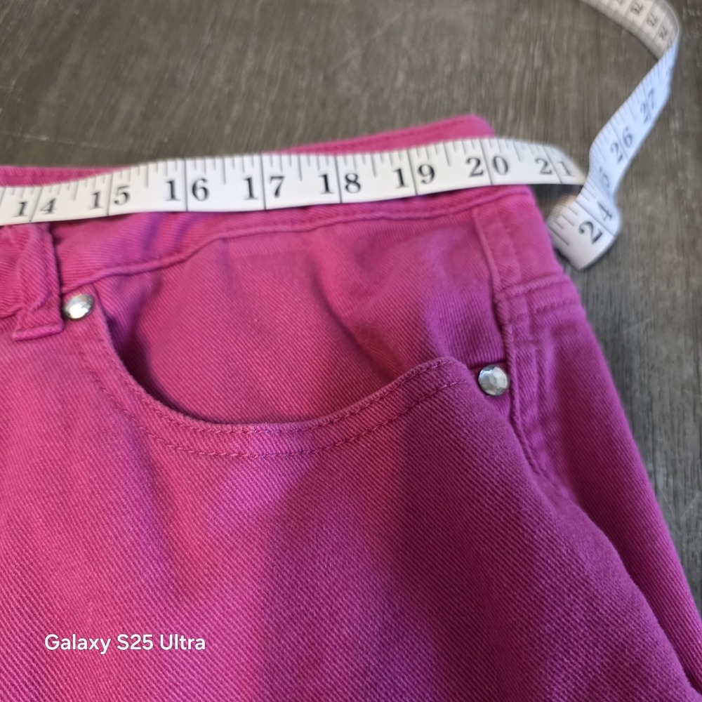 Faded Glory fushia red/dark pink embellished capri pants 26W bling Y2K? - Picture 10 of 12